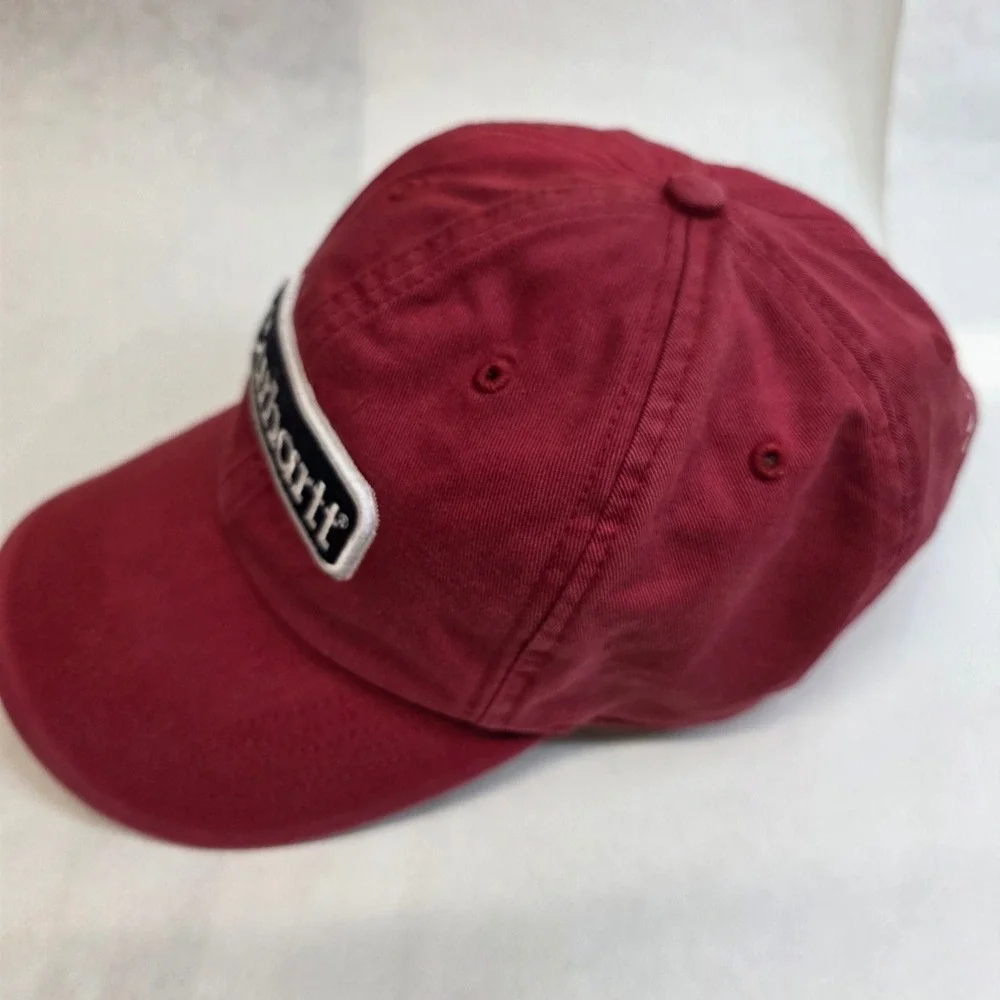 Vintage Carhartt Baseball Cap Burgundy Embroidered Patch Hard‎ At Work Strapback